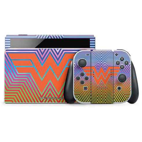 Wonder Woman 1984 (2020) Rainbow Chevron Logo Nintendo Switch OLED (2021) Skin